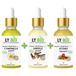 LY BIO PACK HUILE CAMOMILLE 50ML - PIPETTE + HUILE GIROFLE 50ML - PIPETTE + HUILE JOJOBA 50ML - PIPETTE