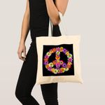 product_image_name-Generic-Tote Bag Peace Panel Floral Cup on Black Unique, haute qualité-1
