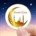 product_image_name-Generic-24pcs/48pcs Stickers Ramadan  Croissant rond doré décoratif, et étoiles avec texte Ramadan Kareem pour les festivals islamiques et la décoration intérieure, papier brillant, usage unique-8