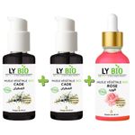 LY BIO PACK 2 X HUILE CADE 50ML - POMPE + HUILE ROSE 50ml - PIPETTE