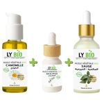 LY BIO PACK HUILE CAMOMILLE 50ML - POMPE + HUILE ESSENTIEL EUCALYPTUS 10ML + HUILE SAUGE 50ML - PIPETTE