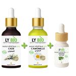 LY BIO PACK HUILE CADE 50ML - PIPETTE + HUILE CAMOMILLE 50ML - PIPETTE + HUILE ESSENTIEL ROMARIN 10ML