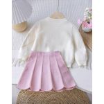 product_image_name-Generic-طقم شتوي للبنات الرضع مكون من قطعتين – سترة محبوكة مع عقدة وتنورة مطوية-2