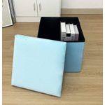 product_image_name-Generic-Pouf de rangement pliable en velours bleu clair, format cube-2