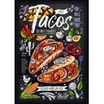 Food restaurant cafe chalk Poster Chambre Haute Qualité