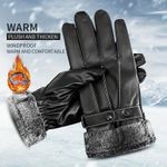 product_image_name-Generic-قُفَّازات شتوية من الجلد الأسود - للقيادة وركوب الدراجات والهاتف الذكي-2