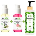 LY BIO PACK HUILE CAMPHREE 50ML - POMPE + HUILE ROSE 50ml - POMPE + SHAMPOOING ALOE VERA 200ML