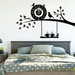 product_image_name-Generic-Autocollant Mural 3d personnalisé en vinyle, horloge, oiseaux volants, branche d'arbre-1