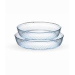 طقم من 2 طبق فرن زجاجي شفاف دائري