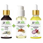 LY BIO PACK HUILE CADE 50ML - PIPETTE + HUILE CANNELLE 50ML - POMPE + HUILE OIGNON 50ML - PIPETTE