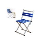 Tabouret pliant portable avec ceinture bleue, chaise de pêche pour le camping