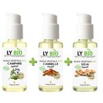 LY BIO PACK HUILE CAMPHREE 50ML - POMPE + HUILE CANNELLE 50ML - POMPE + HUILE SOJA 50ML - POMPE