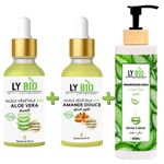 LY BIO PACK HUILE ALOE VERA 50ml - PIPETTE + HUILE AMANDE DOUCE 50ML - PIPETTE + SHAMPOOING ALOE VERA 200ML