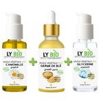 LY BIO PACK HUILE CAMOMILLE 50ML - POMPE + HUILE GERME DE BLE 50ML - PIPETTE + HUILE GLYCERINE 50ml - POMPE
