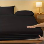 product_image_name-Generic-Drap housse Noir 140/190 ( protection pour matelas de Couple ) -2