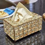 product_image_name-Generic-Boîte à mouchoirs rectangulaire en Cristal doré , Couverture de boîte de Tissu Luxe-4
