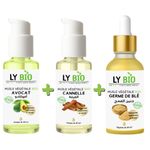 LY BIO PACK HUILE AVOCAT 50ml - POMPE + HUILE CANNELLE 50ML - POMPE + HUILE GERME DE BLE 50ML - PIPETTE