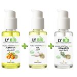 LY BIO PACK HUILE ABRICOT 50ML - POMPE + HUILE AIL 50ML - POMPE + HUILE ROMARIN 50ml - POMPE
