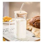 product_image_name-Generic-Tasses en verre - Non spécifié - 400 ml - Couvercle en bambou - Paille en verre - Design élégant-1