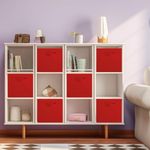 product_image_name-Generic-Lot de 2 Cubes de Rangement Pliables en Tissu avec Poignées – Rouge – 28 x 27 cm-5