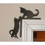 Tableaux mural de 2 chats jouent sur le coin du porte en bois MDF 35*35CM