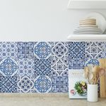 product_image_name-Generic-Autocollants muraux et fresques en vinyle style bohème fleuri, 22 pièces de 10,16x10,16 cm Décalcomanies de carreaux en céramique finition mate auto-adhésives, Thème floral à coller pour dosseret de cuisine, décoration de salle de bain et de cheminée, In-1