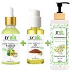 LY BIO PACK HUILE AVOCAT 50ml - PIPETTE + HUILE LIN 50ML - POMPE + SHAMPOOING AUX EXTRAITS DE PLANTES 200ML