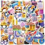 50pcs 3D Cartoon Tools Scissors Brushes Stickers