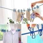 product_image_name-Generic-Corde À Linge Élastique Portable Avec 12 Crochets bleu-1