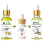 LY BIO PACK HUILE CAMOMILLE 50ML - PIPETTE + HUILE ESSENTIEL ROSE 10ML + HUILE THYM 50ML - PIPETTE