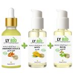 LY BIO PACK HUILE AMANDE DOUCE 50ML - PIPETTE + HUILE MAIS 50ML - POMPE + HUILE RICIN 50ml - POMPE