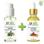 LY BIO مجموعة زيت الميرمية 50 مل - مضخة + زيت الجوجوبا 50 مل - قطارة