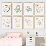 8 Poster A5 Bunny Elephant Bear Moon Rocket Airplane