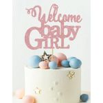 product_image_name-Generic-زينة قالب الكيك « أهلاً بالطفلة » ديكور الكعكة لحفل الإفصاح عن جنس الطفل، حفل استقبال المولود، عيد ميلاد سعيد للفتيات باللون الذهبي الوردي-1