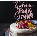 product_image_name-Generic-زينة قالب الكيك « أهلاً بالطفلة » ديكور الكعكة لحفل الإفصاح عن جنس الطفل، حفل استقبال المولود، عيد ميلاد سعيد للفتيات باللون الذهبي الوردي-4