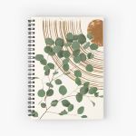 Eucalyptus Branch Abstract Collage Tropical Boho Minimalist Art with warm earthy tones and pastel colors with solid and soft gradient shapes III Spiral Notebook Bloc note