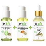 LY BIO PACK HUILE ALOE VERA 50ml - POMPE + HUILE AMANDE DOUCE 50ml - POMPE + HUILE THYM 50ML - PIPETTE