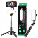 product_image_name-Generic-Perche Selfie  avec lumière frontale amovible + trépied intégré – 1140 mm – Connexion sans fil – Corps en acier inoxydable-2