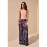 Trendyol Navy Blue Patterned Wide Leg Pants TWOSS19EH0137.