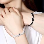 product_image_name-Generic-Pack 2 Colliers + 2 Bracelets Style Yin Yang Noir et Blanc Cadeau Pour les Couples Meilleurs Amis En Acier inoxydable-7