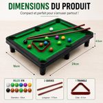 Generic Mini Table de Billard avec 11 Billes, 2 Queues & Triangle - image 2