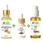 LY BIO PACK HUILE AMANDE DOUCE 50ML - PIPETTE + HUILE ESSENTIEL CANNELLE 10ML + HUILE SIDR 50ML - POMPE