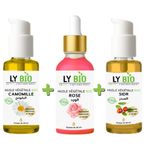 LY BIO PACK HUILE CAMOMILLE 50ML - POMPE + HUILE ROSE 50ml - PIPETTE + HUILE SIDR 50ML - POMPE