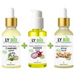 LY BIO PACK HUILE CAMPHREE 50ML - PIPETTE + HUILE OIGNON 50ML - POMPE + HUILE SOJA 50ML - PIPETTE