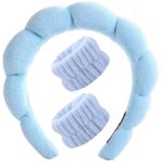 product_image_name-Generic-طوق رأس وأساور غسل من الألياف الدقيقة، ربطات شعر، شريط ساونا منتفخ، شريط ساونا فقاعي لغسل الوجه، المكياج، الاستحمام، العناية بالبشرة، السبا، الموضة، 3 قطع - أزرق-8
