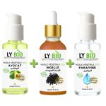 LY BIO PACK HUILE AVOCAT 50ml - POMPE + HUILE NIGELLE 50ML - PIPETTE + HUILE PARAFFINE 50ML - POMPE