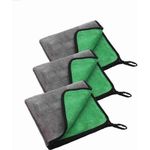 3 Serviette microfibre douce double face - bleu/gris - medium 40*30