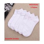 product_image_name-Generic-Top 5 Paires Des Chaussettes Blanc Pour Hommes et Femmes 100 % Coton-1