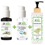 LY BIO PACK HUILE CADE 50ML - POMPE + HUILE GLYCERINE 50ml - POMPE + SHAMPOOING AUX EXTRAITS DE PLANTES 200ML