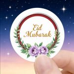 product_image_name-Generic-Ensemble de 24 ou 48 autocollants Eid Mubarak avec un design circulaire, un fond blanc, une bordure rouge, des roses violes, des feuilles vertes et des lettres dorées, parfait pour une décoration festive.-8